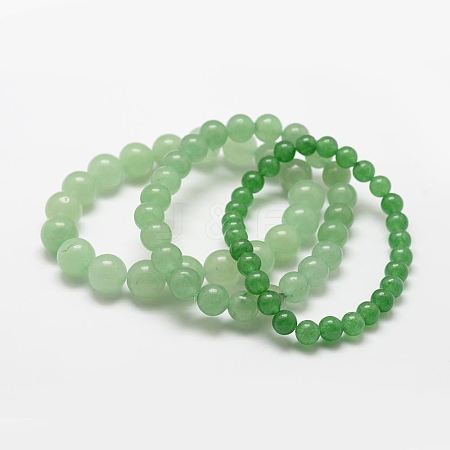 Natural Green Aventurine Round Beads Stretch Bracelets BJEW-G550-02-6mm-1