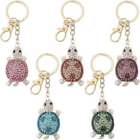 Olycraft 5Pcs 5 Colors Alloy Rhinestone Pendant Keychain KEYC-OC0001-21-1