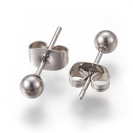 Tarnish Resistant 201 Stainless Steel Ball Stud Earrings EJEW-E235-01A-1