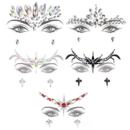 Olycraft 10 Sheets 10 Style Self Adhesive 3D Eyes Body Face Jewelry Acrylic Rhinestone Stickers MRMJ-OC0003-10-1