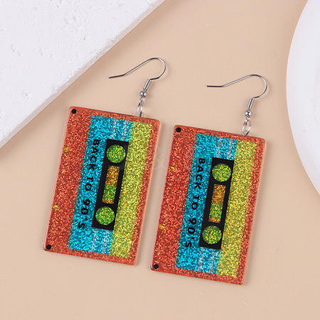 Opaque Acrylic Tape Dangle Earrings FS-WG620E7-03-1