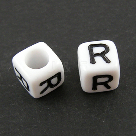 Letter Acrylic European Large Hole Beads X-OPDL-R050-10mm-R-1
