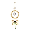 Alloy Enamel Flower & Glass Beads Ring Pendant Decorations HJEW-TA00256-1