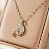 Brass Pave Clear Cubic Zirconia Shiny Cute 3D Bear Moon Pendant Necklaces for Women XT3479-1-1