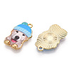 Printed Light Gold Tone Alloy Pendants LS-ENAM-N056-208B-1