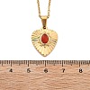 304 Stainless Steel Red Cubic Zirconia Heart Pendant Necklaces NJEW-S439-06G-5