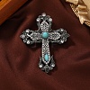 Retro Alloy Rhinestone Brooch Pins for Backpack Clothes PW-WG5996D-01-1