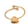 Triangle 304 Stainless Steel Open Cuff Bangle Makings with Bezel Tray SA-CBABF3F-03G-01-1