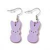Rabbit Wooden Dangle Earrings LS-EJEW-D189-01F-2
