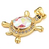 Tortoise Rack Plating Brass Micro Pave Cubic Zirconia Charms KK-G513-78A-04G-2