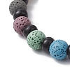 Natural Lava Rock & Coconut Shell Beaded Stretch Bracelets for Women Men BJEW-JB12470-02-4