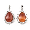 Natural Red Agate & Rhinestone Pendants G-K338-31P-11-1