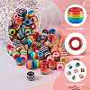 Beadthoven 90pcs 6 colors Opaque Stripe Resin European Beads RESI-BT0001-22-6