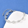 Cowrie Shell Shape Brass Link Chain Bracelets for Women BJEW-K248-07B-P-1