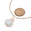 Natural Aquamarine Hexagon & Pearl Braided Pendant Necklace & Dangle Earrings SJEW-JS01263-3