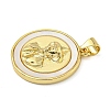 Rack Plating Brass Pave Shell Flat Round Pendants KK-Z063-11G-03-2