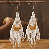 Vintage Ethnic Handmade Glass Seed Beads Moon Dangle Earrings JT7942-1-1
