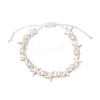 Starfish Synthetic Turquoise & Acrylic Pearl Braided Bead Bracelets for Women BJEW-JB11263-02-2