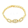 Brass Micro Pave Clear Cubic Zirconia Rectangle Link Chain Bracelets for Women BJEW-R315-01C-G-1