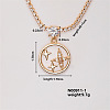 Fashion Brass Rhinestones Flat Round Pendant Necklace for Women AB9344-1-1