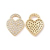 Heart Brass Micro Pave Clear Cubic Zirconia Pendants KK-G435-29G-1