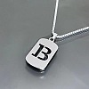 Rectangle with Laser Cut Letter 201 Stainless Steel Initial Pendant Necklaces WGA5E8C-02-1