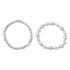 2Pcs 2 Styles Natural Cultured Freshwater Pearl Beads Stretch Bracelets for Women BJEW-JB13210-3