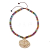 Ocean Electroplated Natural Scallop Shell Pendant Dyed Natural White Jade Rondelle Braided Bead Necklaces NJEW-JN06445-01-3