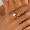 Brass Micro Pave Cubic Zirconia Adjustable Open Cuff Rings for Women YP6929-2-1