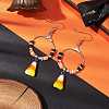 Halloween Candy Corn Handmade Lampwork & Polymer Clay Dangle Earrings for Women EJEW-JE05893-01-2