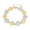 Flat Round with Virgin Mary Brass Link Chain for Women BJEW-K248-06B-GP-4