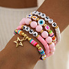 5Pcs 5 Styles Mother's Day Acrylic & CCB Plastic & Polymer Clay Beads Stretch Bracelets FS-WG063BF-05-1
