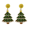 Christmas Alloy Plastic Bead Stud Earrings for Women EJEW-U024-02G-02-1