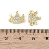 Rack Plating Brass Micro Pave Clear Cubic Zirconia Crown Connector Charms KK-C052-39G-3