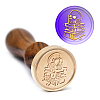 Brass Wax Seal Stamp with Handle AJEW-WH0184-1063-5
