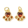 Brass Pave Cubic Zirconia Paw Print Charms KK-I355-17G-2