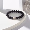 Natural Lava Rock Round Beads Stretch Bracelet BJEW-JB07456-2