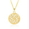 201 Stainless Steel Flat Round with Viking Knot Pendant Necklaces for Women Men FS-WGDB207-02-2