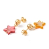 Synthetic Shell Star Pendant Double Layer Necklaces and Dangle Stud Earrings SJEW-F217-01A-G-7