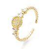 Brass Micro Pave Clear Cubic Zirconia Cuff Rings for Women KK-T070-113-1