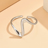 Wave 304 Stainless Steel Cuff Rings FS-WG0CC98-01-2