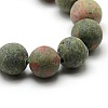 Frosted Natural Unakite Round Bead Strands X-G-M064-12mm-06-2