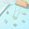 6Pcs 6 Styles Brass Micro Pave Clear Cubic Zirconia & Natural Shell Evil Eye Links Connector Charms KK-CJ0003-44-6