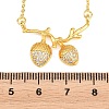 Brass Micro Pave Clear Cubic Zirconia 2 Acorn Pendant Necklaces NJEW-K311-02G-5