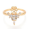 Crown Brass Micro Pave Clear Cubic Zirconia Cuff Ring Settings KK-T076-24G-2