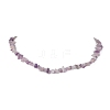 Natural Lepidolite/Purple Mica Stone Chip Beaded Necklace NJEW-JN04615-04-1