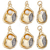 6Pcs Brass & ABS Imitation Pearl Pendants KK-PH0014-93-1