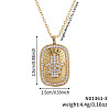 Fashionable Brass Crystal Rhinestone Rectangle Hamsa Hand Pendant Necklaces GR7857-1-3