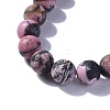 Natural Rhodonite Round Beads Stretch Bracelets BJEW-JB04174-03-2