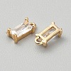Golden Plated Brass Cubic Zirconia Charms ZIRC-WH0015-01G-01-2